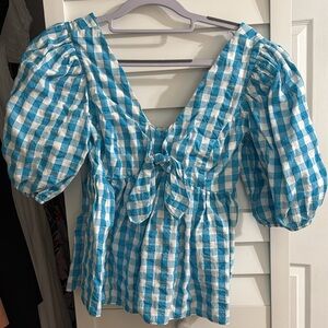Lilly Pulitzer Blue and White Checkered Blouse